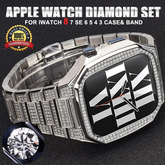 Top Luxury Diamond Modification Kit Case Band For Apple Watch 8 7 45mm Luxury Steel for iwatch Series 6 5 4 3SE 44mm Accessoires