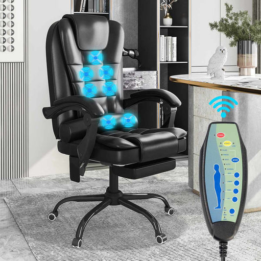 Hommpa Ergonomic Massage Office Chair with 7-Point Vibration Faux Leather High Back Executive Office Chair with Comfort Lumbar