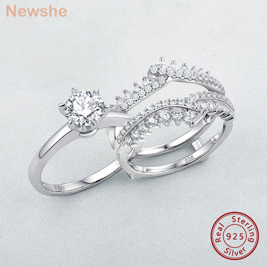 Newshe Wedding Rings for Women Engagement Ring Enhancer Band Bridal Set Sterling Silver 1.8Ct Cz Fine Jewelry BR0910