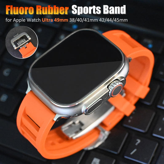 Luxury Fluoro Rubber Band for Apple Watch Ultra 49mm 42mm 44mm 8 45mm Bracelet Sport Watchband for iWatch 8 7 se 6 5 4 3 40 41mm