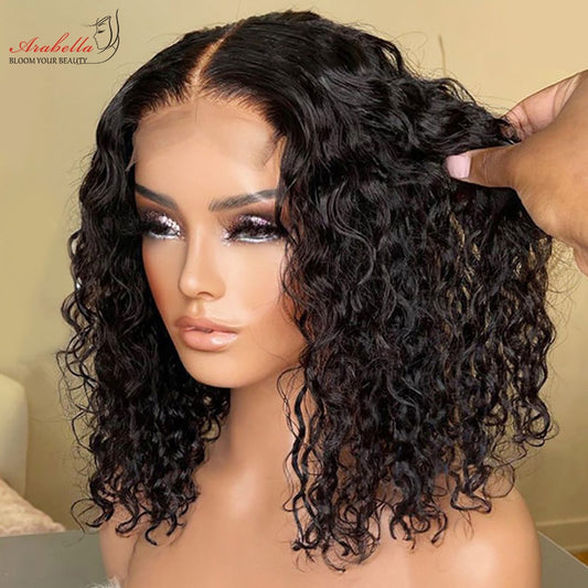 Water Wave Bob Wig Arabella Peruvian Human Hair Wigs For Women 13x5x2 Transparent Lace Front Wig Pre Plucked T Part Lace Bob