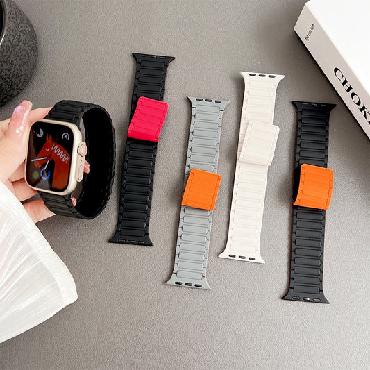 Magnetic Strap for Apple Watch Ultra 49mm Band 45mm 44 42mm 38 40 41mm Silicone Loop Bracelet for IWatch Series 8 7 6 5 4 Se 3 2