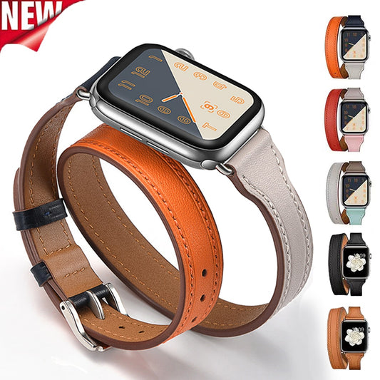 Genuine Leather Strap For Apple Watch Band 40 42mm Women Loop For iWatch SE Ultra 8 7 6 5 4 44 41 45mm Thin Slim Tour Bracelet