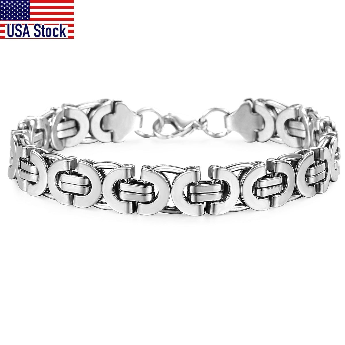 11mm Men Bracelet Silver Color Stainless Steel Flat Byzantine Chain Bracelet For Boys Punk Rock Gothic Male Jewelry KB37