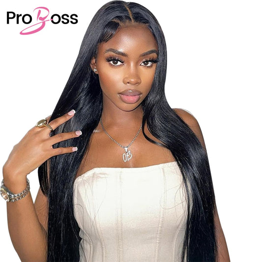 Wear Go Wig Proboss Hair Brazilian Straight  Glueless Preplucked Human Wigs Ready To Go Pre Cut Lace 180 Density Air Wig