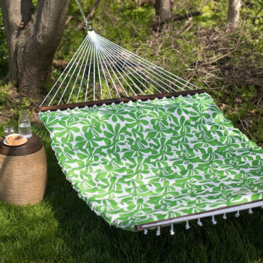 Coral Coast Garden Bloom 2 Person Hammock with Pillow, Spring Green Color, Product Assembled Size 11.65ft L x 4.5ft W