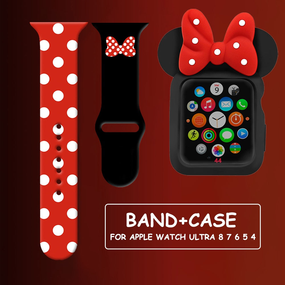 Cartoon Printing Bracelet for Apple Watch Band 44 40 41 45 38 42MM Belt for iWatch Series 7 6 SE 5 4 2 Girls Silicone Cute Strap