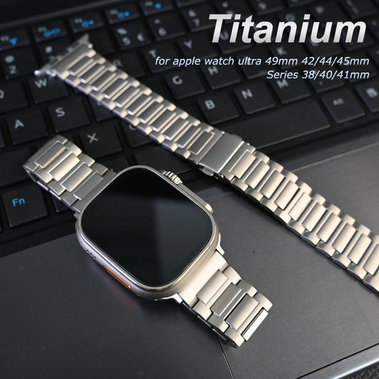 Luxury titanium band for apple watch ultra 49mm series 8 7 45mm 6 5 4 se 42 44mm men business sports strap for iwatch 38 40 41mm