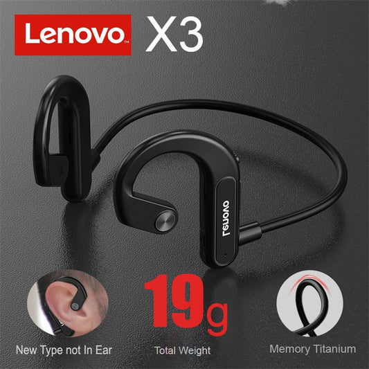 Lenovo X3 Wireless Bluetooth Earphone Air Conduction Sport Headset IPX5 Waterproof Neckband with Mic Noise Cancelling Earbuds