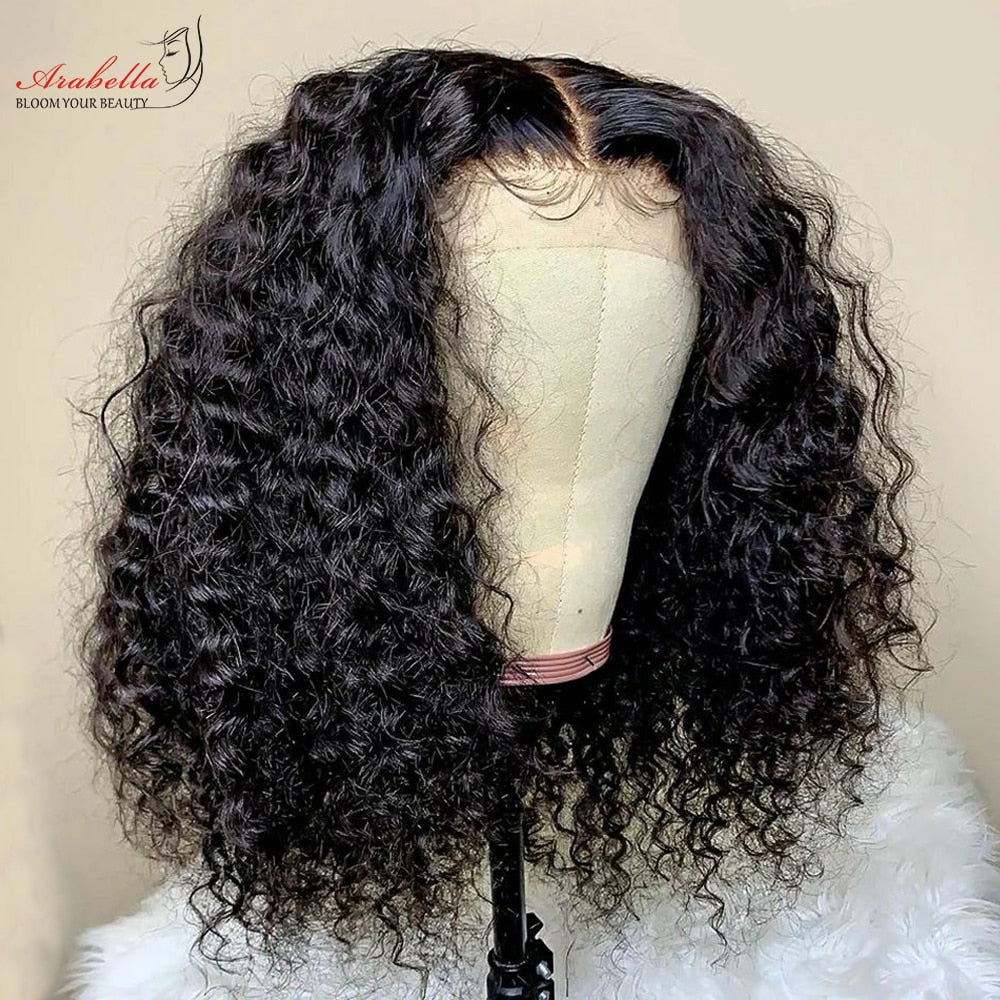 Curly Bob Wig Pixie Cut 13x5x2 Transparent T Part Lace Bob Wigs Brazilian Jerry Curly Wig Arabella Remy 100% Human Hair Wigs