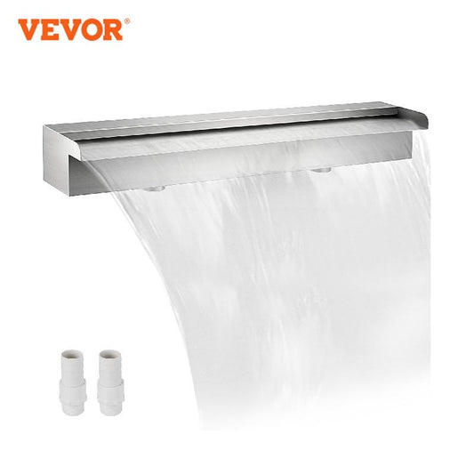 VEVOR Waterfall Pool Fountain Stainless Steel W/ Pipe Connector Spillway Garden Outdoor Pond Rectangular Swimming Pool Fountain