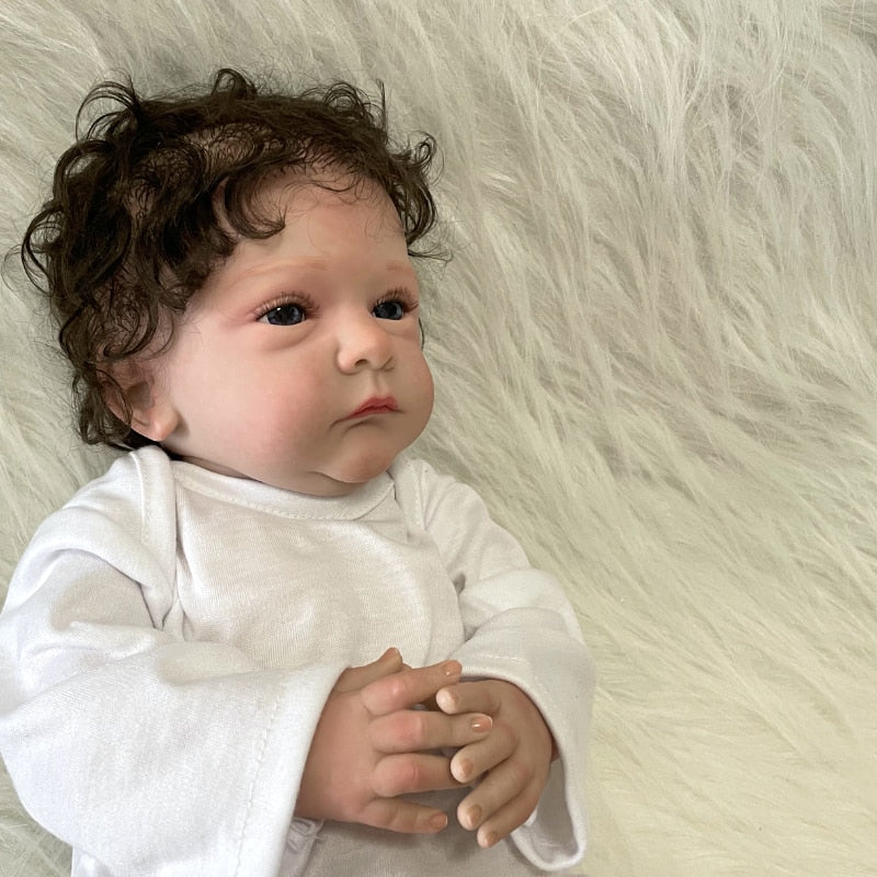 20 Inch 3D-Paint Skin Reborn Baby Doll Handmade High Quality Reborn Detailed Lifelike Hand-rooted Hair Doll Girls 19 Inch