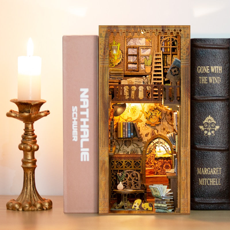 Cutebee DIY Book Nook Kit Eternal Bookstore Miniature Dollhouse With Furniture LED for Brithday Handmade Gift