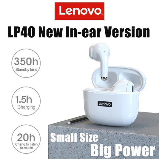 Original Lenovo LP40 Pro In-ear Version TWS Earphone Wireless Bluetooth Headphone Touch Control Gaming Headset Noise Reduction