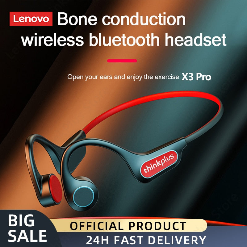 Lenovo Bone Conduction Earphones X3 Pro Bluetooth Hifi Ear-hook Wireless Headset with Mic Waterproof Earbud