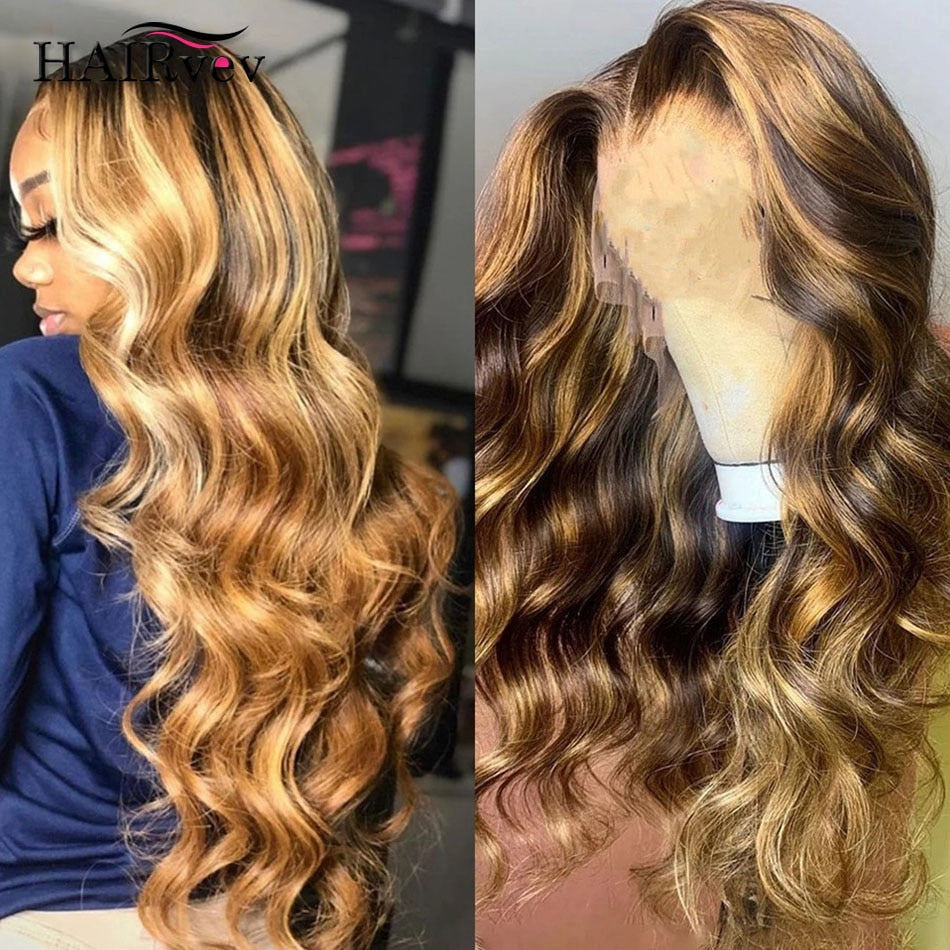 13x4 13x6 Highlight Lace Frontal Wigs Human Hair Honey Blonde Body Wave Lace Front Wigs For Women 360 HD Full Lace Frontal Wig