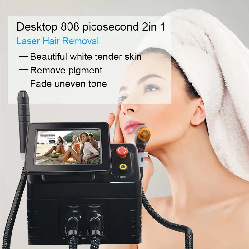 Diode 2 in 1 Pico Laser Diode Laser Hair Removal Machine Picosecond + 808 Q Switched Nd Yag Tattoo Removal  epilator for women