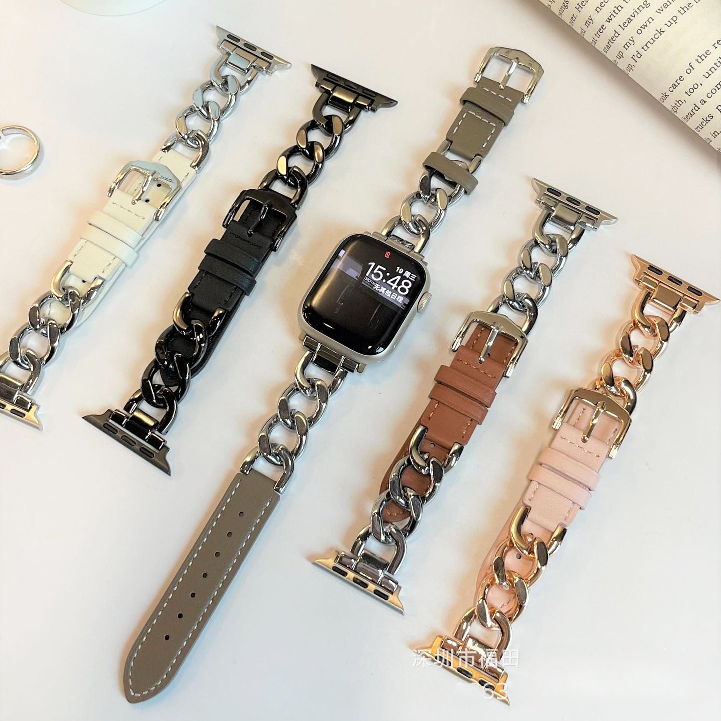 Stainless Steel Leather Strap for Apple Watch Series 8 Ultra 49mm Band 40 41mm 38 42mm Bracelet for iWatch 8 7 se 6 5 4 44 45mm