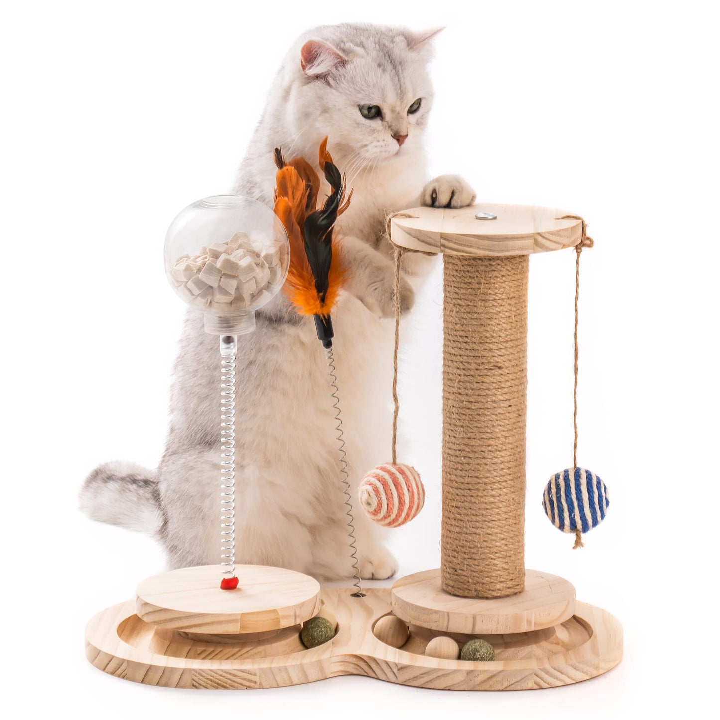 MEWOOFUN's Interactive Cat Toys Cat with Scratching Post Engage Your Indoor and Enrichment Toys Perfect for Kittens and Adult