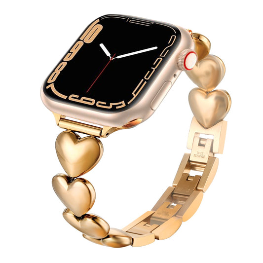 Luxury Love Heart Strap For Apple Watch Band 49mm 41mm 40 44 45 38mm Stainless Steel Alloy Belt For iWatch Series 8 7 SE 6 3 4 5