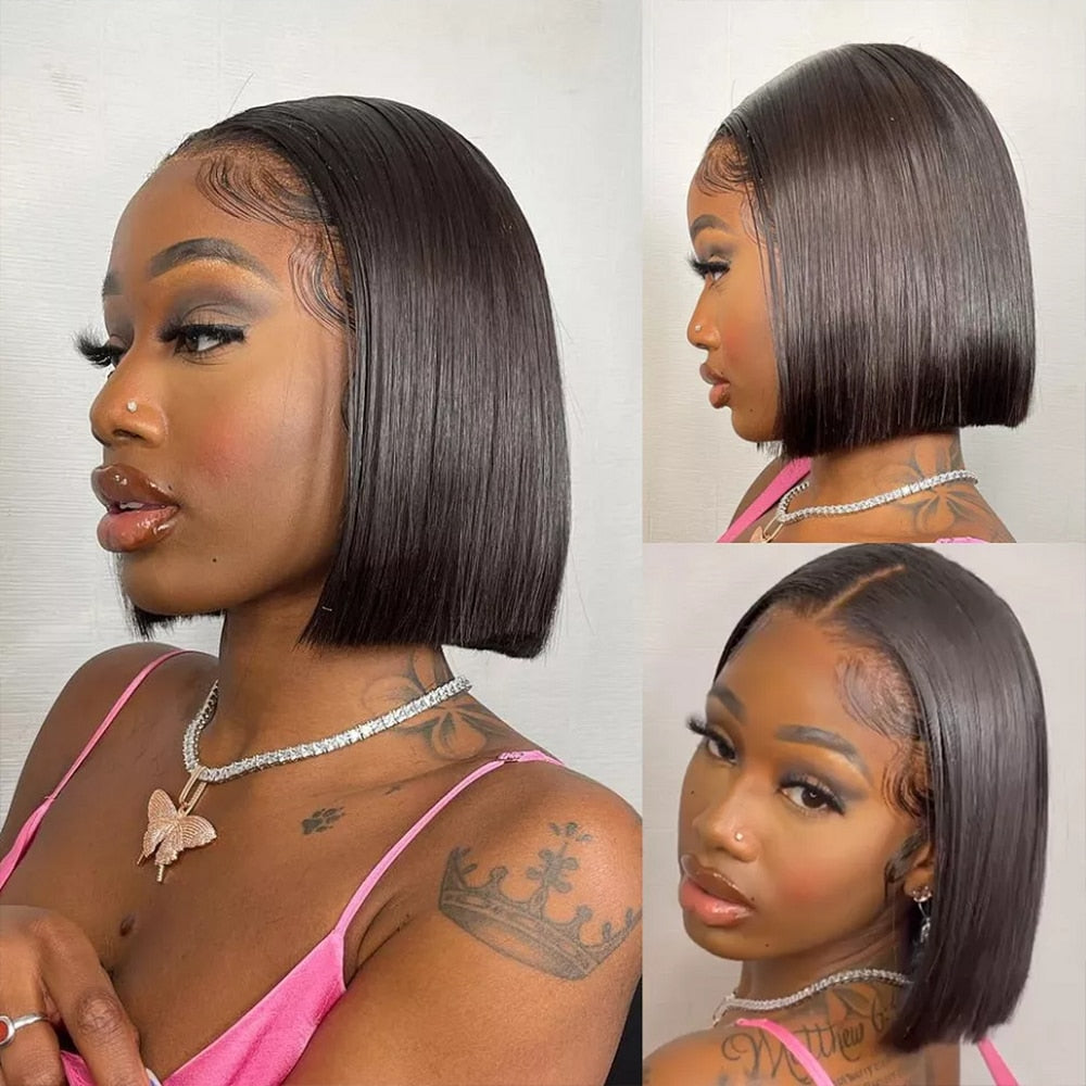 Bob Wig Lace Front Human Hair Wigs 13x4 Lace Frontal Wig 5x5 Lace Closure Straight Wig Glueless Wig Human Hair 10-14 Inches