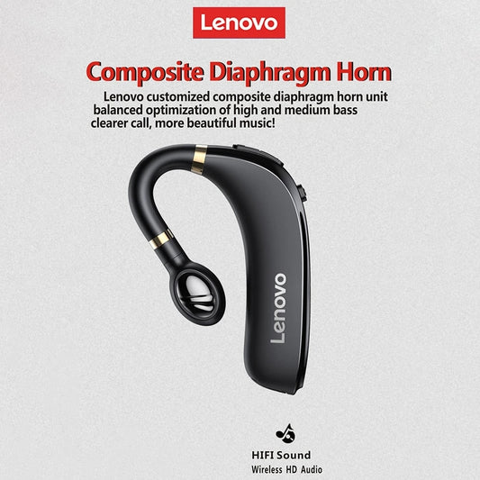 Original Lenovo HX106 Wireless Bluetooth Headset IPX5 Ear Hook Bluetooth 5.0 Earbud With Microphone 20 Hours For Driving Meeting