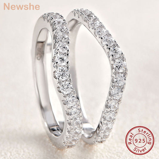 Newshe 925 Sterling Silver Brilliant D VVS1 Moissanite Wedding Ring Enhancer for Women Engagement Guard Band Jewelry