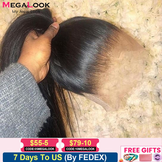 Transparent 13x4 Lace Front Human Hair Wigs Bone Straight 360 Full Lace Frontal Wigs Human Hair For Women Pre Plucked 28 30 Inch