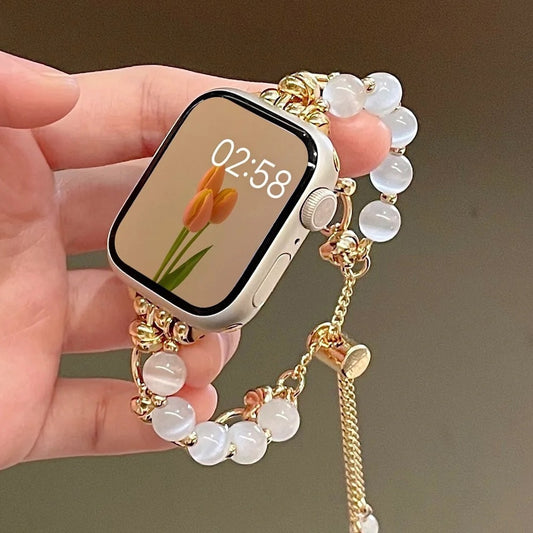 Luxury Agate Strap For Apple Watch 8 41mm 38 40mm Ultra 49mm Women Band for iWatch 8 7 6 5 4se 45mm 42 44mm Transparent Bracelet