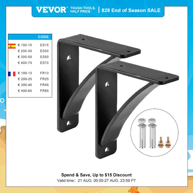 VEVOR 2 Pack Heavy Duty Shelf Brackets Floating Shelf Bracket  7x6x2" 450lbs Load Garage Workshop Home Triangle Shelf Support