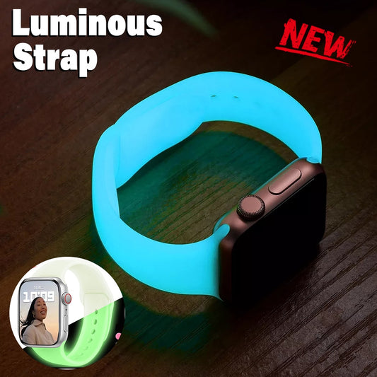 Luminous Silicone Strap For Apple Watch Band Ultra 49mm 8 7 45/41mm Sport Loop Bracelet For Iwatch 6 5 4 Se 44mm 42mm 40mm 38mm