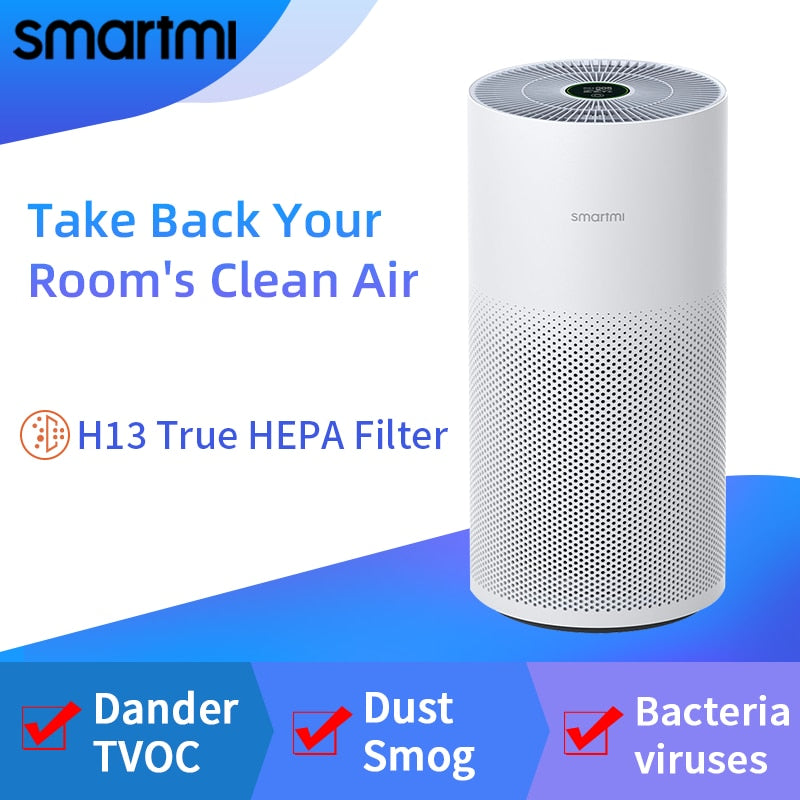 Smartmi HEPA Air Purifier KQJHQ01ZM for Home, Smart Air Cleaner, CADR 400m³/h, Remove Pet Odor Smoke Dust TVOC Pollen PM2.5