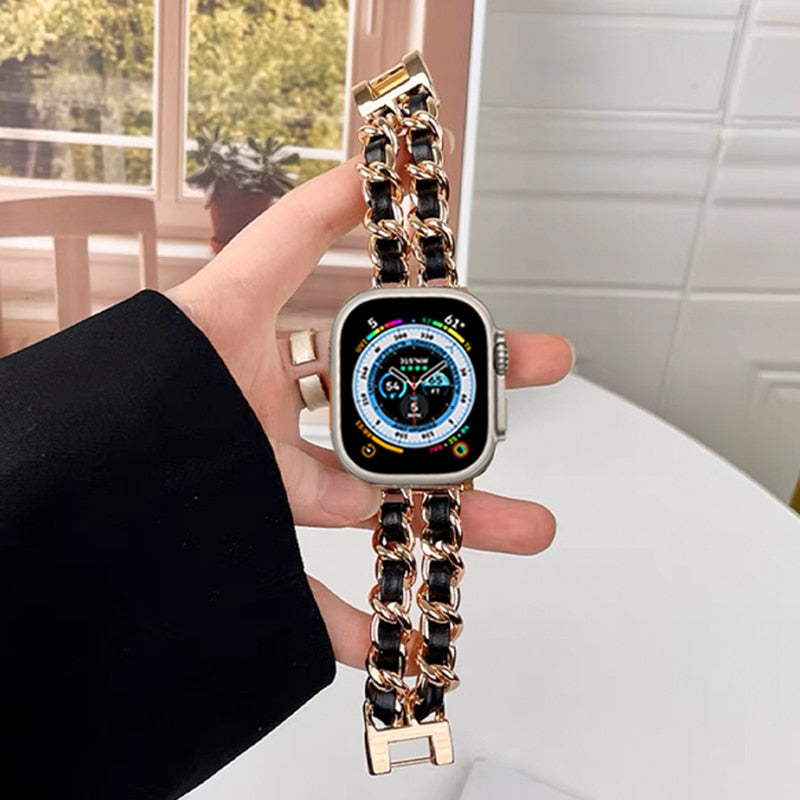 Luxury Women Wristband for Apple Watch Band 8 Ultra 49mm Strap for iwatch 7 8 41mm 45mm SE 6 5 4 3 38/42mm 44 40mm Bracelet Lady