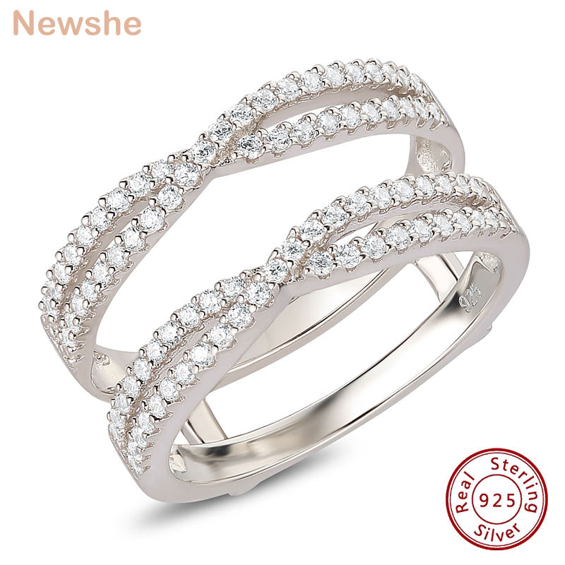 Newshe Women's Infinity Adjustable Guard Enhancer Rings for Engagement 0.86 Ct Cubic Zircon 925 Sterling Silver Wedding Jewelry