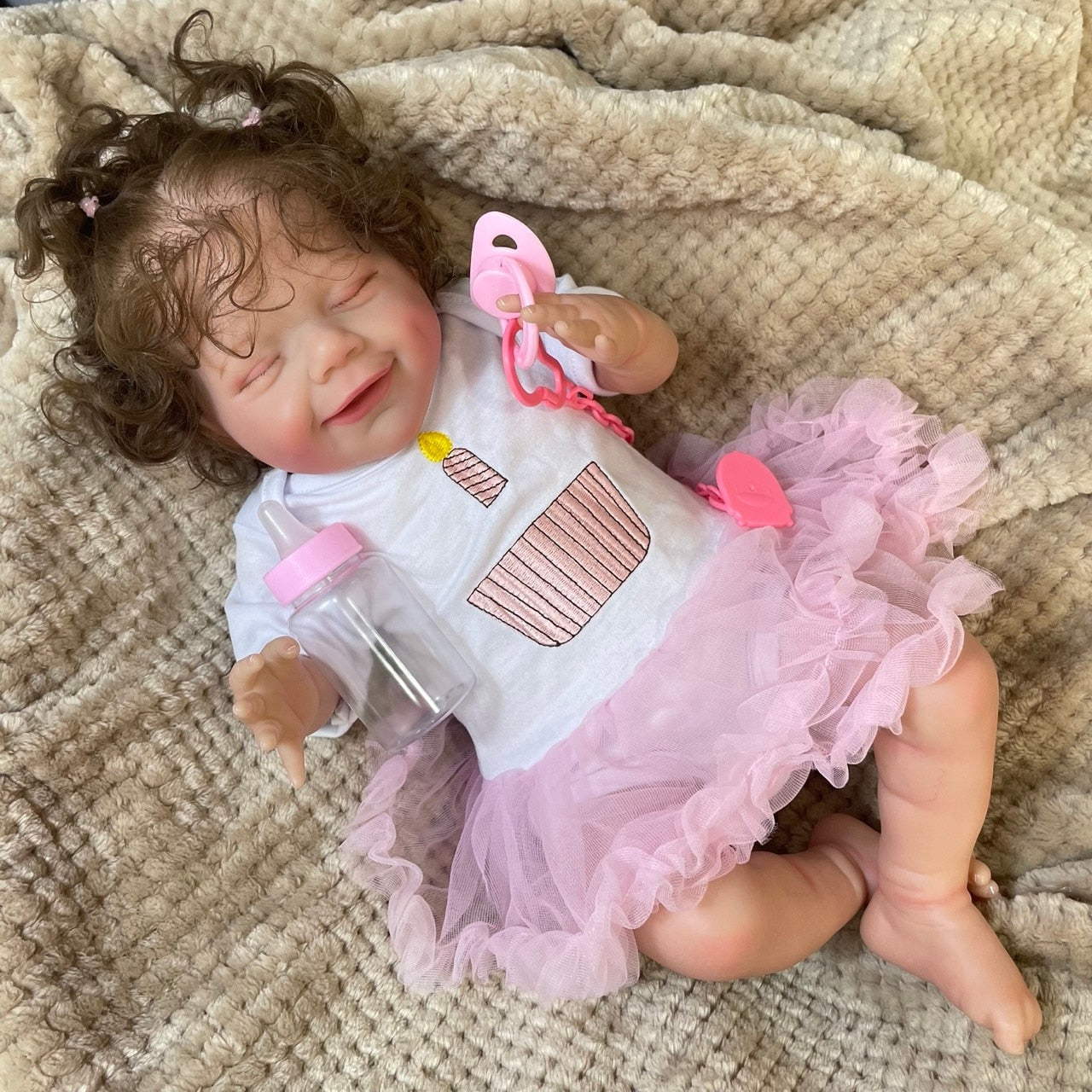 50CM Already Finished Reborn Baby Dolls April Smile Girl Washable Full Vinyl Body or Soft Cloth Body 3D Painted Realistic Doll