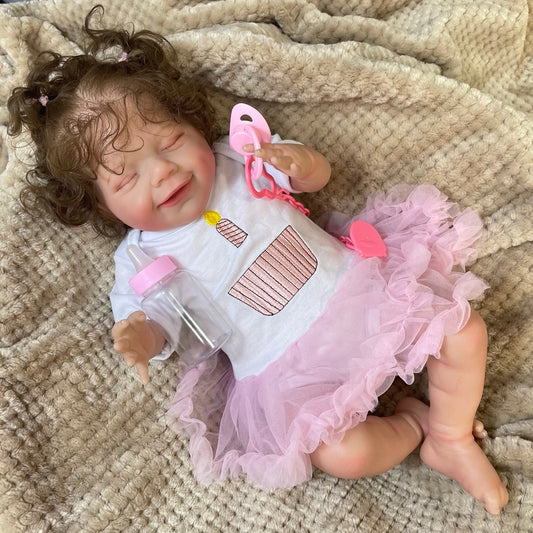 50CM Already Finished Reborn Baby Dolls April Smile Girl Washable Full Vinyl Body or Soft Cloth Body 3D Painted Realistic Doll