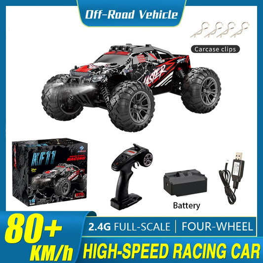 1: 16 4WD High Speed Racing Car With LED Lamp 45 Km/h Radio Remote Control Off Road Vehicle 2.4GHz Children&#39;s Toys