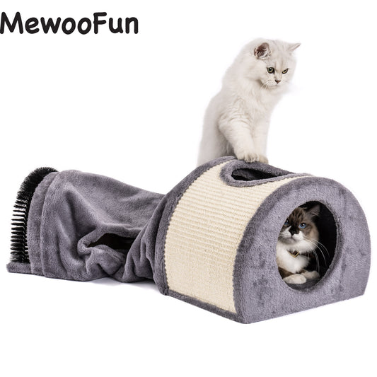 Mewoofun Cat Tunnel Cat Bed Toys Soft Comfortable Multifunction Groomer Massage Sturdy Sisal Carpet Support US Dropshipping