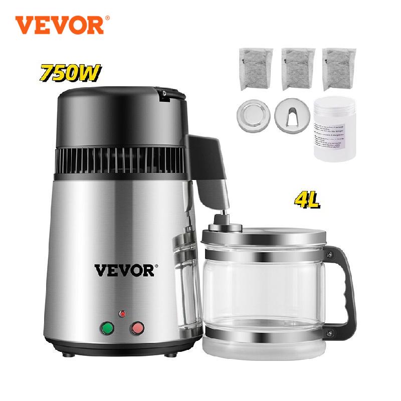 VEVOR 4L Water Filter 304 Stainless Steel Home Water Bottle Drinking Distiller Machine Electric Dental Distillation Purifier