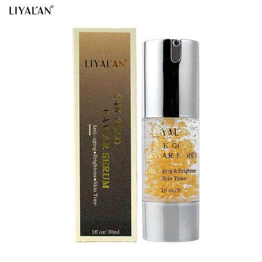 24K Gold Caviar Facial Serum Skin Whitening Moisturizer Anti Aging Anti Wrinkle Anti Puffiness Eye Cream Collagen Face Essence