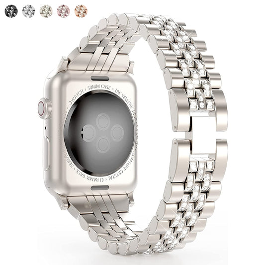 Diamond Stainless Steel Band For Apple Watch Ultra 49mm Women Luxury Strap for iWatch 8 7 41MM 45mm 49 6 3 4 5 se 38 40 42 44mm