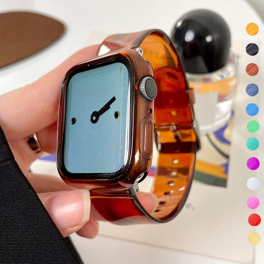 Silicone case strap for Apple Watch 7 38 40mm 44 42MM transparent clear gelly sports watchband for iwatch 6 SE 5 4 3 2 7 41 45MM