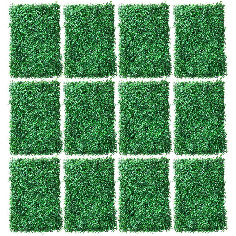 12Pcs 60x40cm Artificial Hedge Screen Privacy Fence Faux Plant Leaves Panels Boxwood Grass for Home Garden Decor Yard Wall Decor