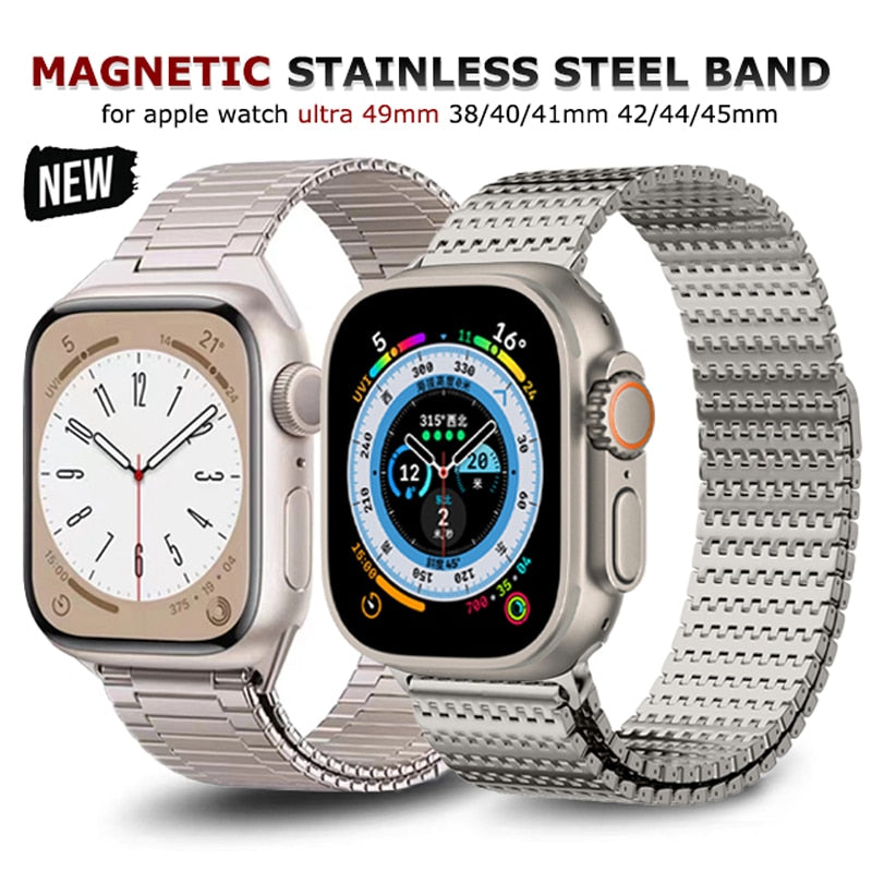 Luxury Magnetic Metal Strap for Apple Watch 8 Band Ultra 49mm 42 44 45mm Titanium Color Bracelet for iWatch 7 se 6 3 4 5 40 41mm