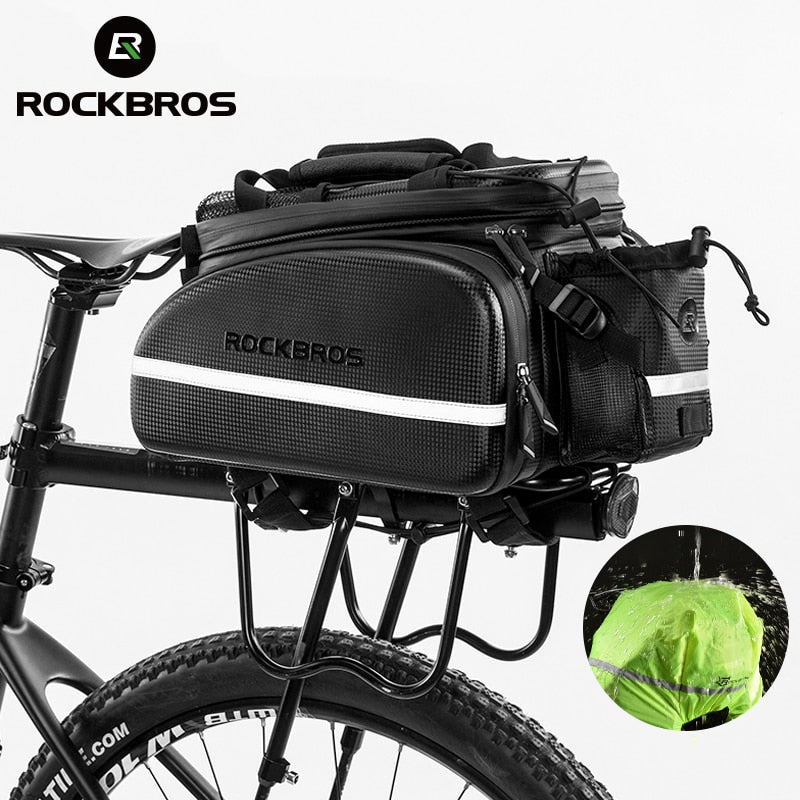 ROCKBROS Bicycle Carrier Bag MTB Bike Rack Bag Trunk Pannier Cycling Multifunctional Large Capacity Travel Bag With Rain Cover