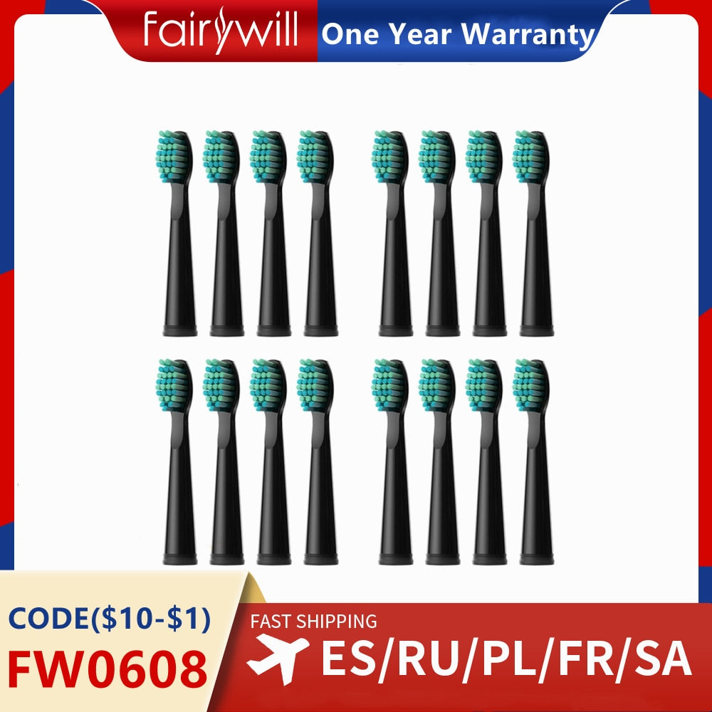 2023 Fairywill Toothbrush Replacement Heads 4Pcs 8 Pcs 16 Pcs Electric Toothbrush Sets for FW-507 FW-508 FW-917 Head Toothbrush