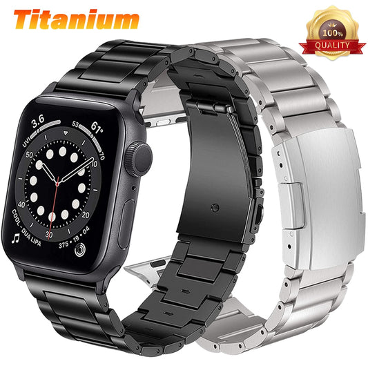 Luxury Titanium Strap For Apple Watch Ultra 49mm 8 7 41 45mm Metal Wristband For iWatch Series 6 5 4 Se 3 42 40 38 44mm Bracelet