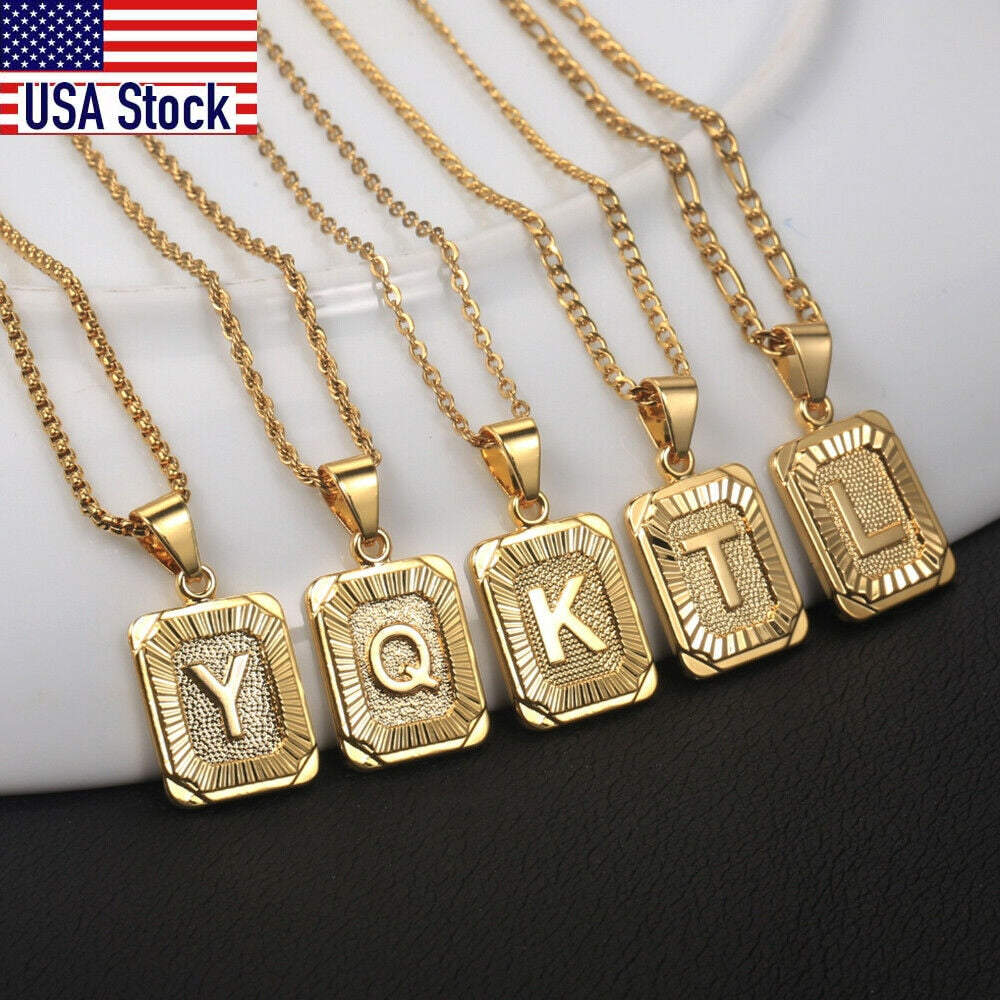 Trendy Gold Color  A-Z Letters Pendant Necklace For Women Men Name Choker Stainless Steel Multi Chains 18inch Dropshipping