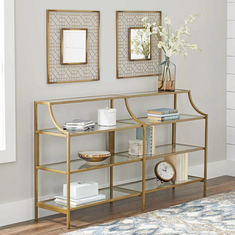 Nola Console Table, Gold Finish  Small Balcony Table  Couch Armrest Table