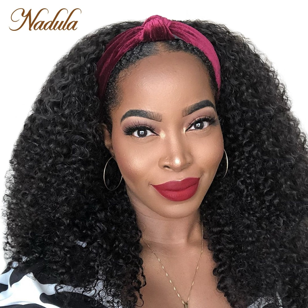 Kinky Curly Half Wig 12&quot;-26inch Long Human Hair Wig For Black Women Nadula Kinky Curly Headband Wig Affordable Natural Hair Wig